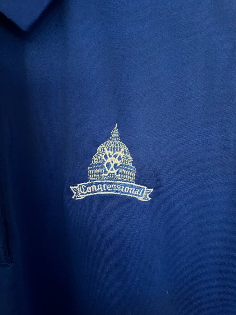 Under Armour Royal Blue Sleeveless Polo Congressional Logo HeatGear Golf Top S
